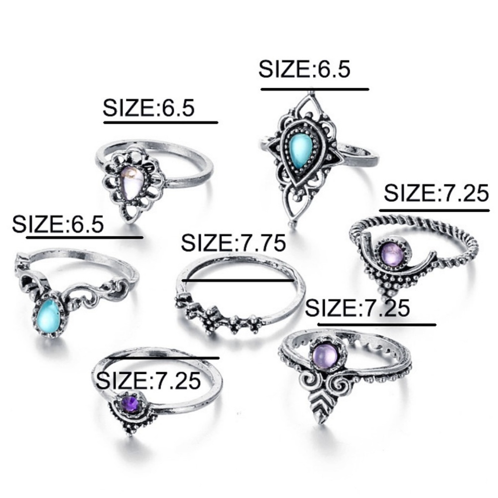 NEW 7pc multi styles ring set - Picture 2 of 3